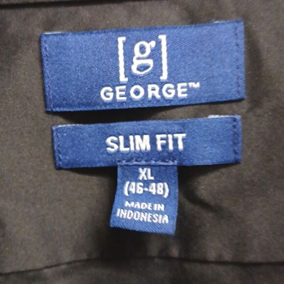 ❄️GEORGE SLIM FIT XL (46-48) Men's Button Down Dress Long Sleeved Shirt. Black - Picture 2 of 6